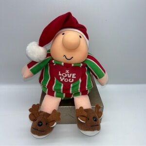 Ziggy Christmas Holiday Plush I Love You Santa's hat Reindeer Slippers 1991 8"